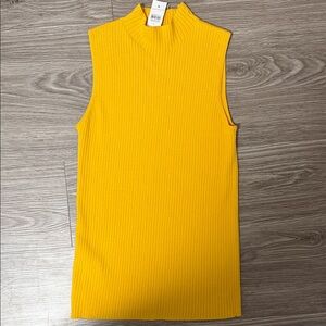 Ann Taylor Yellow Sleeveless Ribbed Top